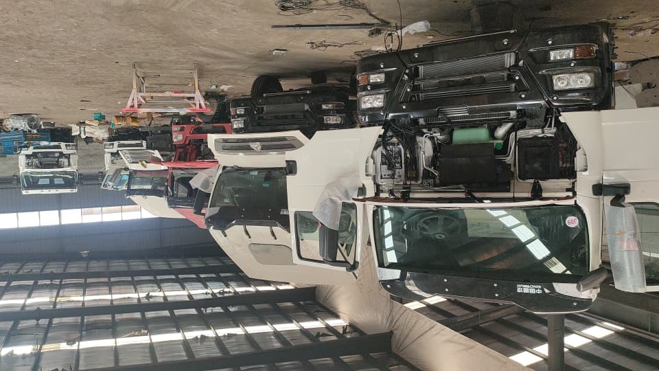 Row of truck cabs ready for assembly